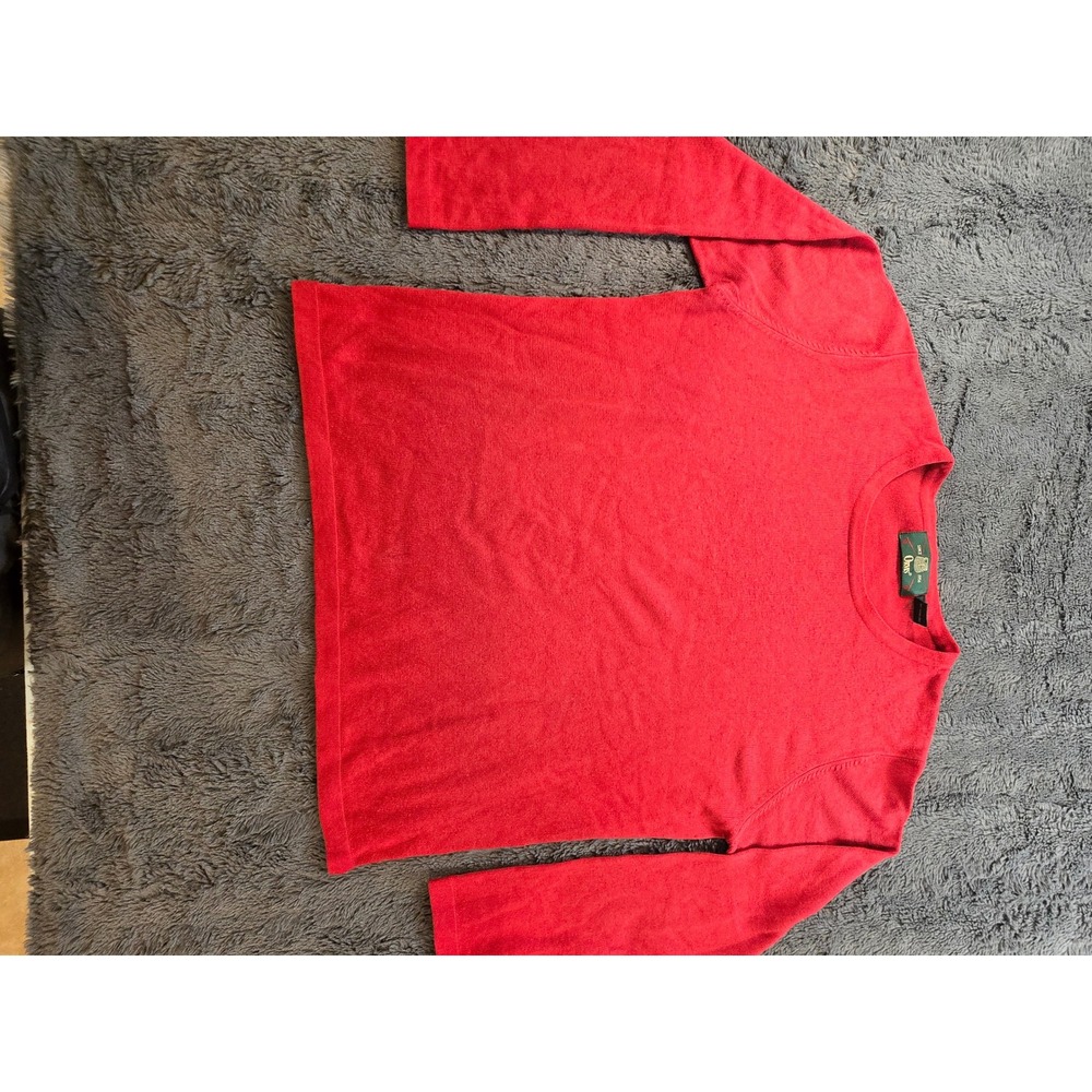 Orvis Red Silk Cashmere Blend Crew Neck Sweater Womens Large L Long Sleeve Knit